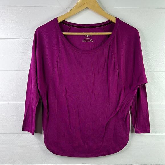AMERICAN EAGLE Purple Ribbed 3/4 Sleeve Dolman Style Scoop Neck Top Shirt XS - Picture 1 of 8